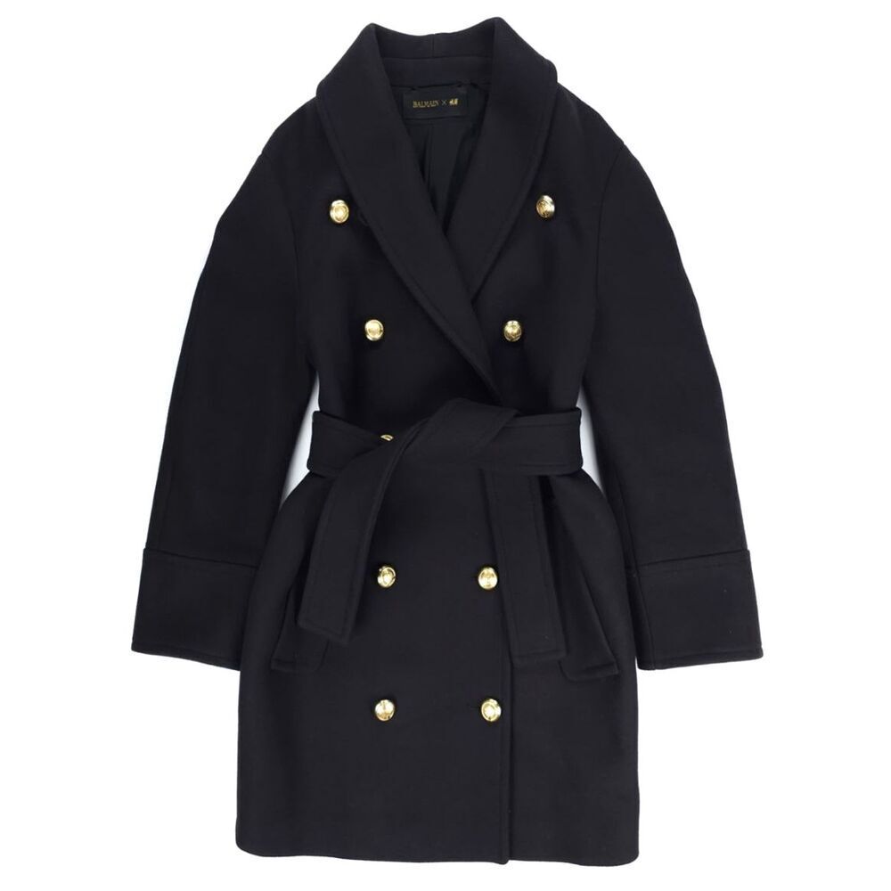 NEW Balmain x H&M Wool Double Breasted Military Coat Old Money Quiet Luxury 4